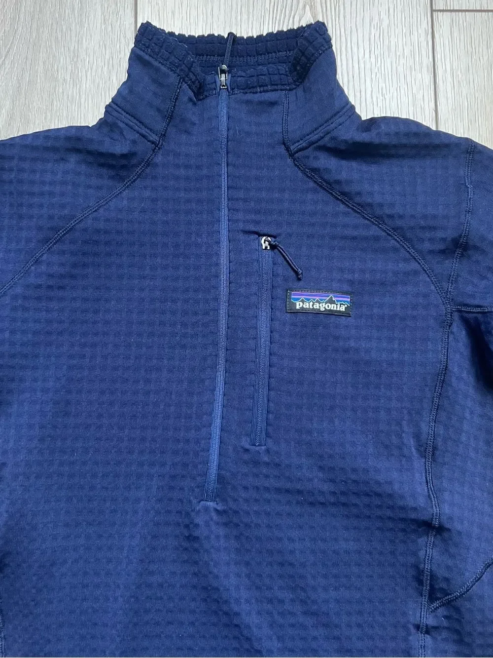 Patagonia Women’s R1 Pullover Navy Blue Textured 1/2 Zip Sweatshirt Size Small